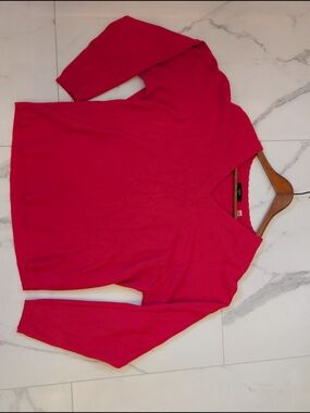 Tahari Hot Pink V-Neck Sweater
